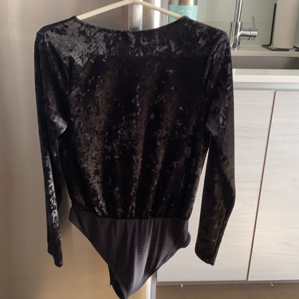 Free Press Women’s Size Small Black Velvet Body Suit View 5
